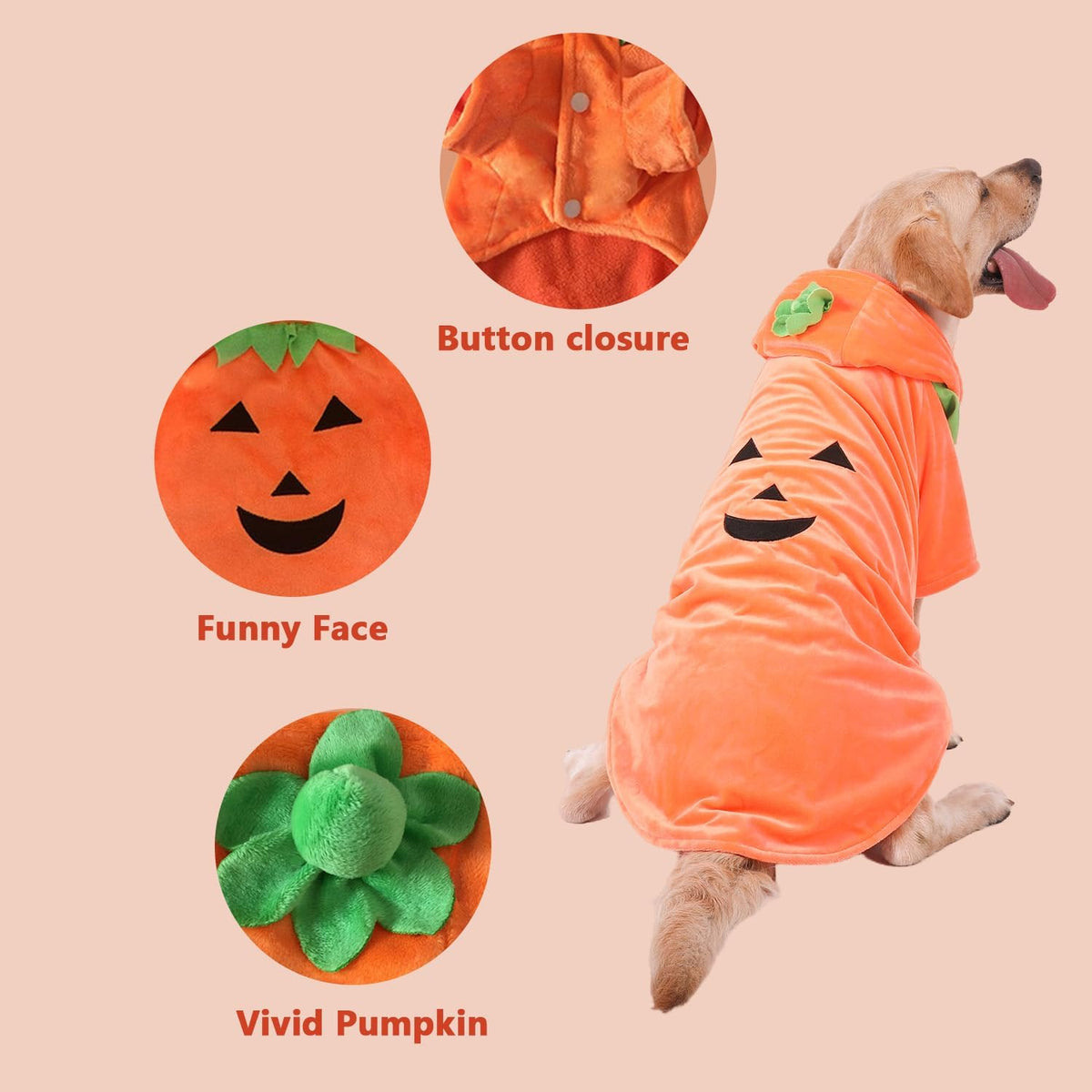 FLAdorepet Halloween Large Dog Pumpkin Costume Outfits Party Dress Up,3XL