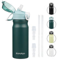 Konokyo 18 oz Insulated Water Bottle with Straw Lid, Stainless Steel Vacuum Sports Water Bottle, Leak-Proof Reusable Metal Flask with Carry Loop, BPA-Free Travel Bottle for Gym, School, Office