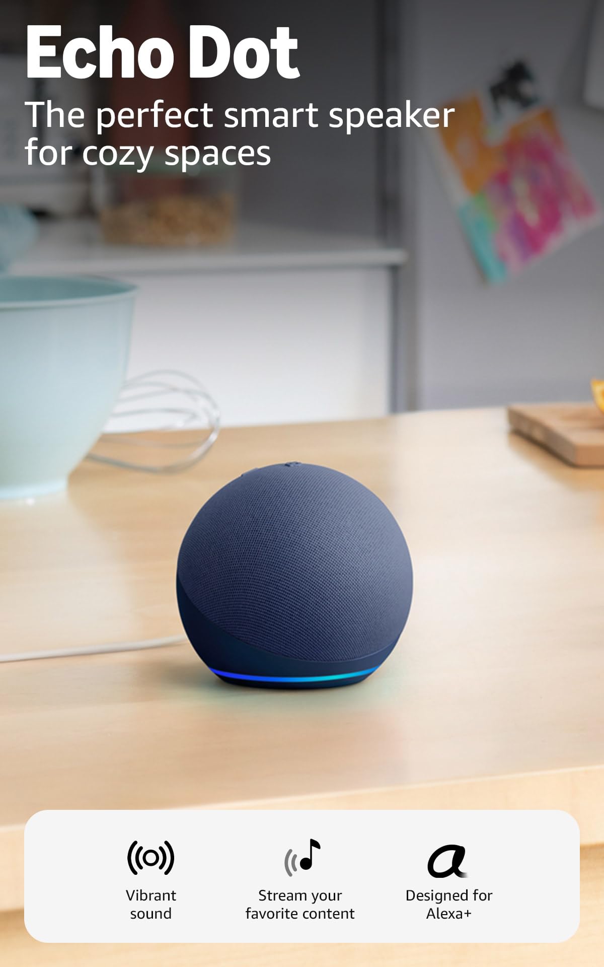 Amazon Echo Dot (newest model) - Vibrant sounding speaker, Designed for Alexa+, Great for bedrooms, dining rooms and offices, Charcoal