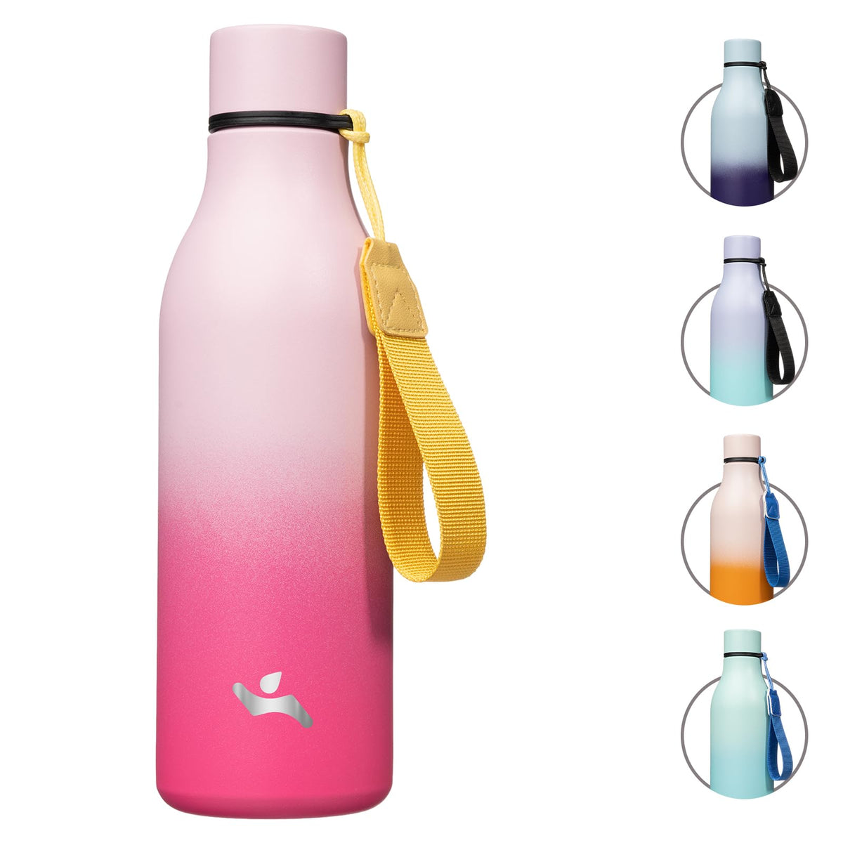 Konokyo Insulated Water Bottle with Strap,18 oz Double Wall Stainless Steel Vacuum Bottles Metal Water Flask,Macaron Green