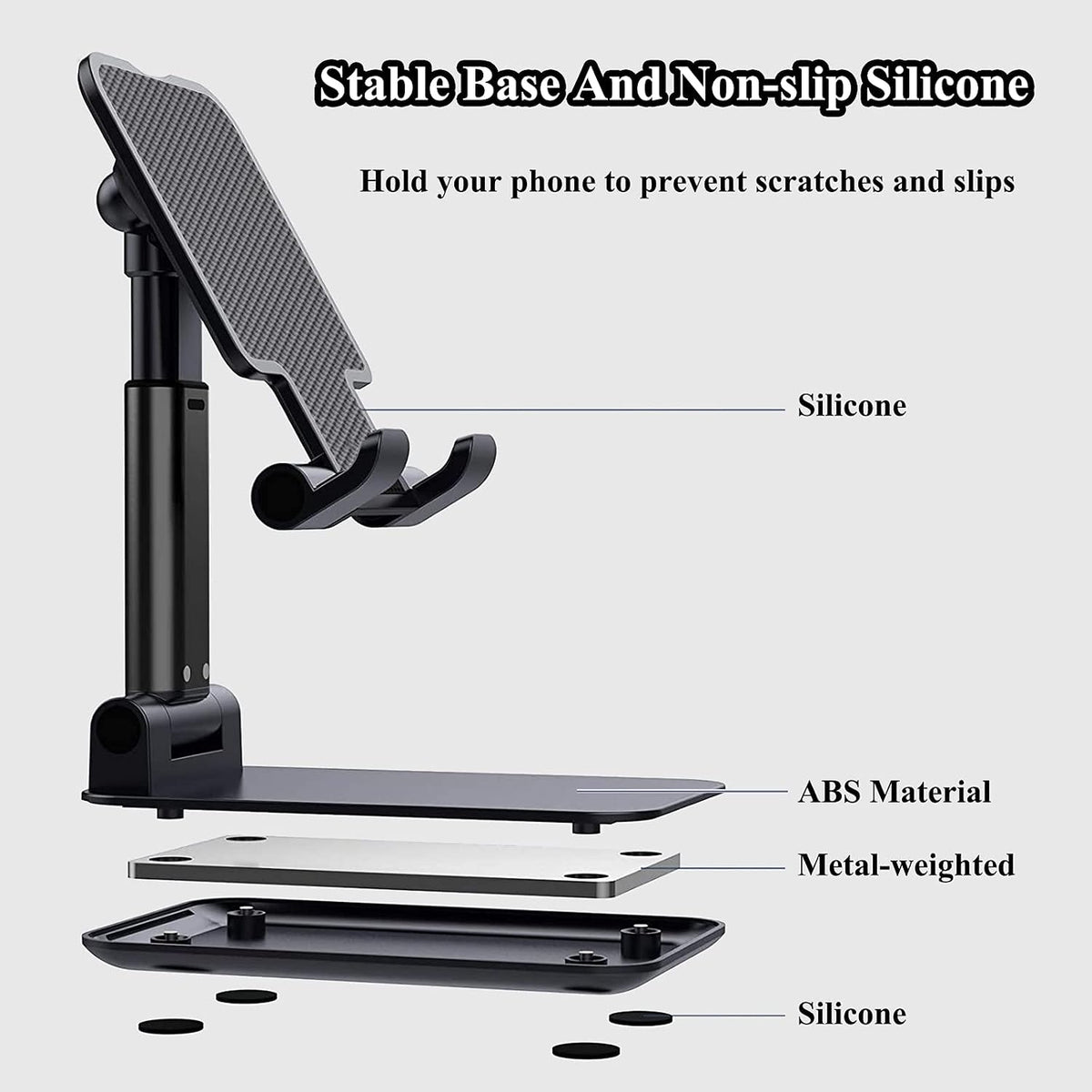 Meetuo 2 Pcs Cell Phone Stand for Desk Adjustable Desktop Phone Holder
