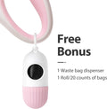 Fida Retractable Dog Leash for Small Breed up to 26 lbs, 16 ft Pet Walking Leash with Dispenser and Poop Bags, Anti-Slip Handle, Reflective Strong Nylon Tape, One-Handed Brake (S, White & Pink)