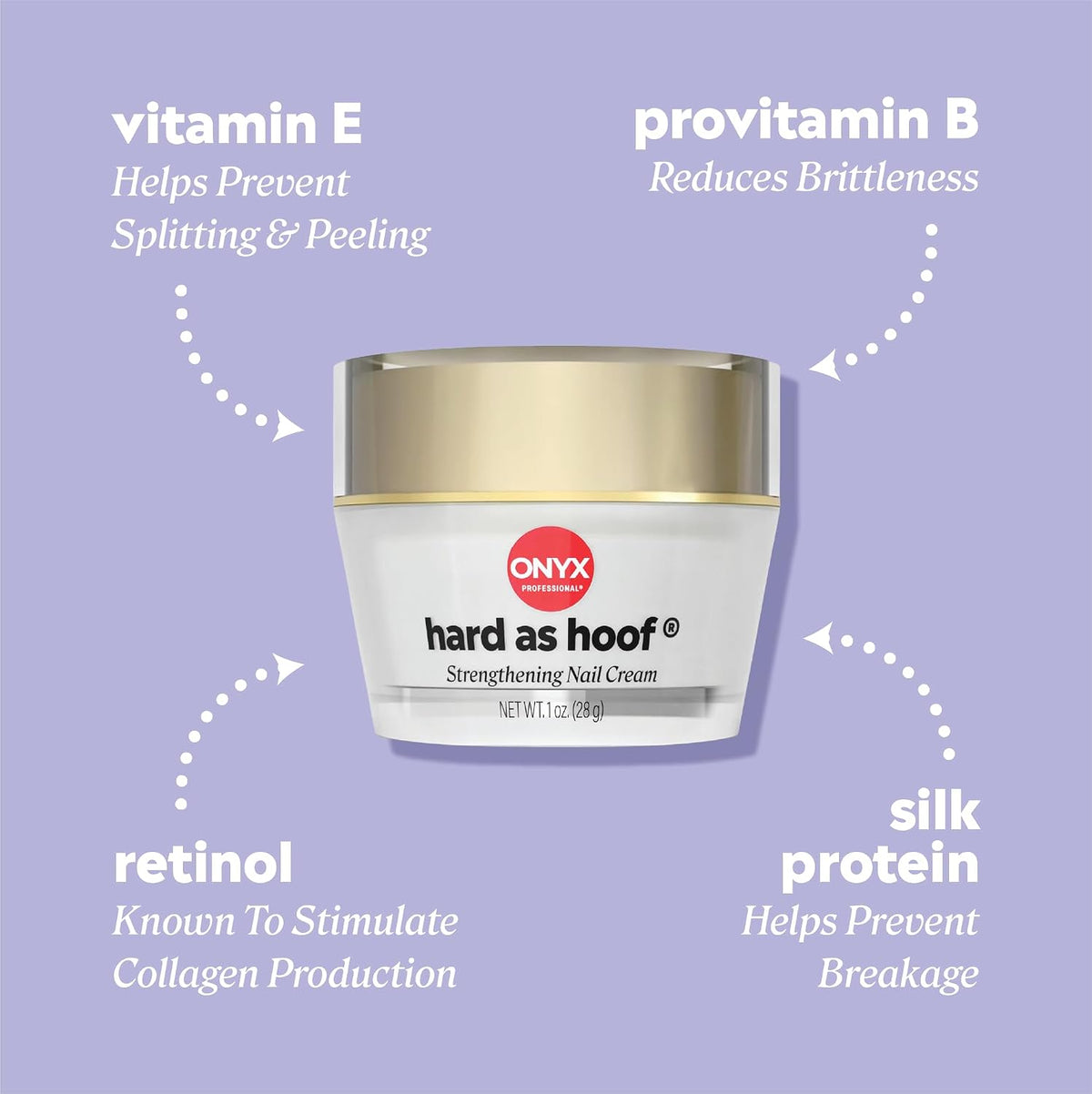 Onyx Professional Hard as Hoof Nail Strengthening Cream, Cherry Almond Scent - Made in USA, Nail Growth & Conditioning Cuticle Cream Stops Splits, Chips, Cracks & Strengthens Nails, 1 oz