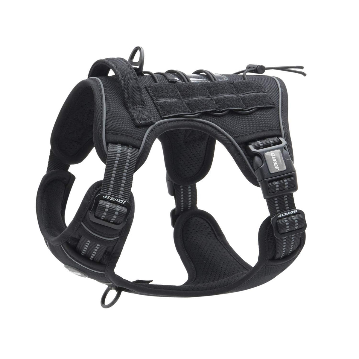 Auroth Tactical Dog Harness for Large Dogs No Pull Adjustable Pet Harness Reflective K9 Working Training Easy Control Pet Vest Military Service Dog Harnesses Army Yellow L