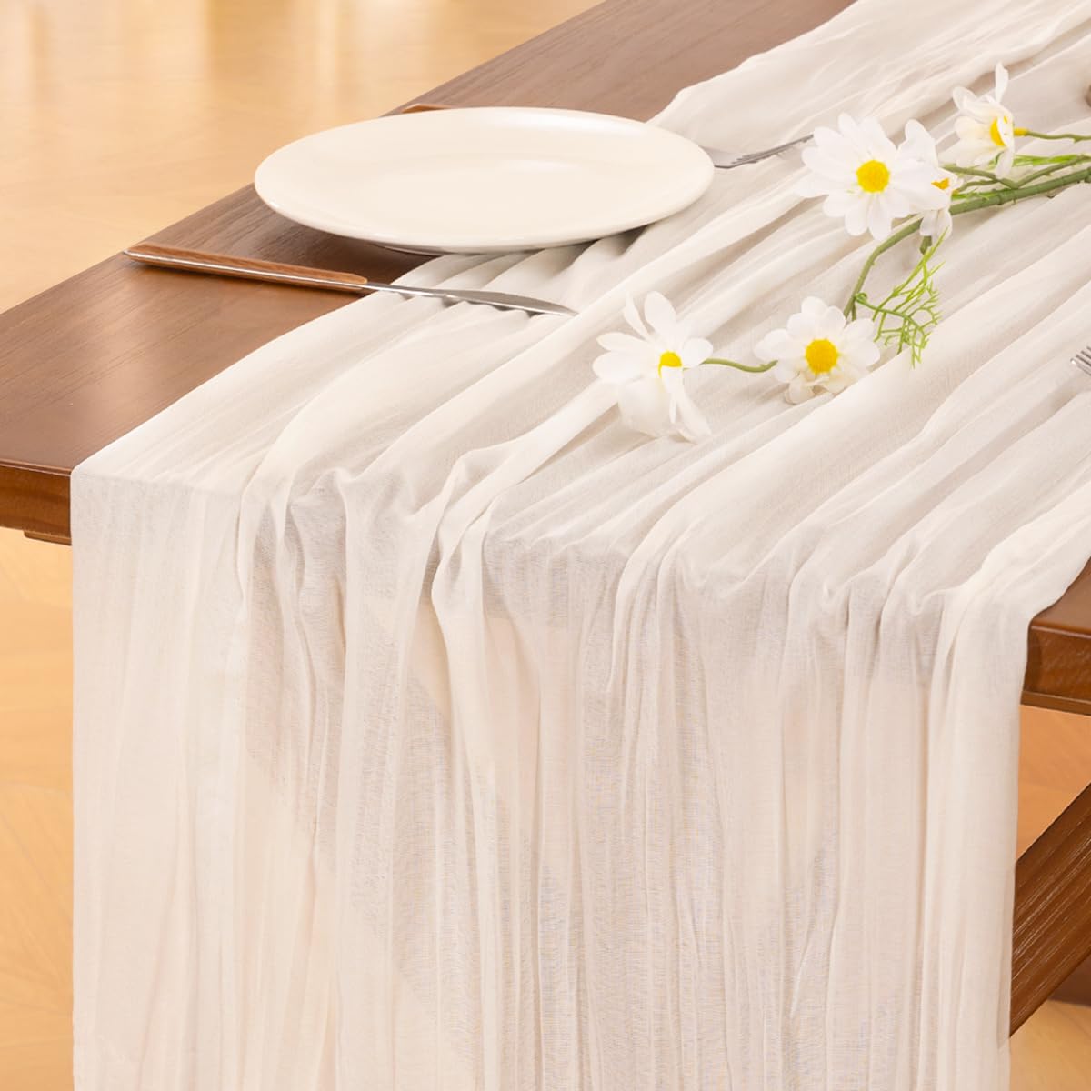 Fall Table Runner Terracotta Cheesecloth Boho Wedding Thanksgiving Decor