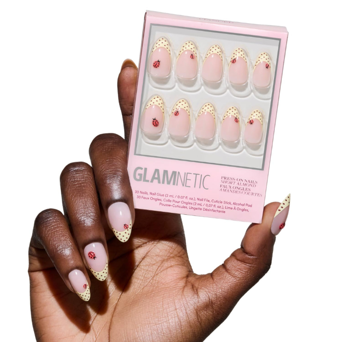 Glamnetic Press On Nails - Short Round, Glossy Fake Nails 30 Pc Full Kit | Neutral press on nails, 12 sizes. Everyday glue-on set. Waterproof, chip-resistant, up to 2 weeks wear