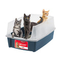 IRIS USA Extra Large Litter Box XXL Open Top High Sided Walls Scatter Shield Scoop Included Easy Clean Plastic Pan for Big Cats Multi-Cat Households 30" L x 20" W x 14" H Black