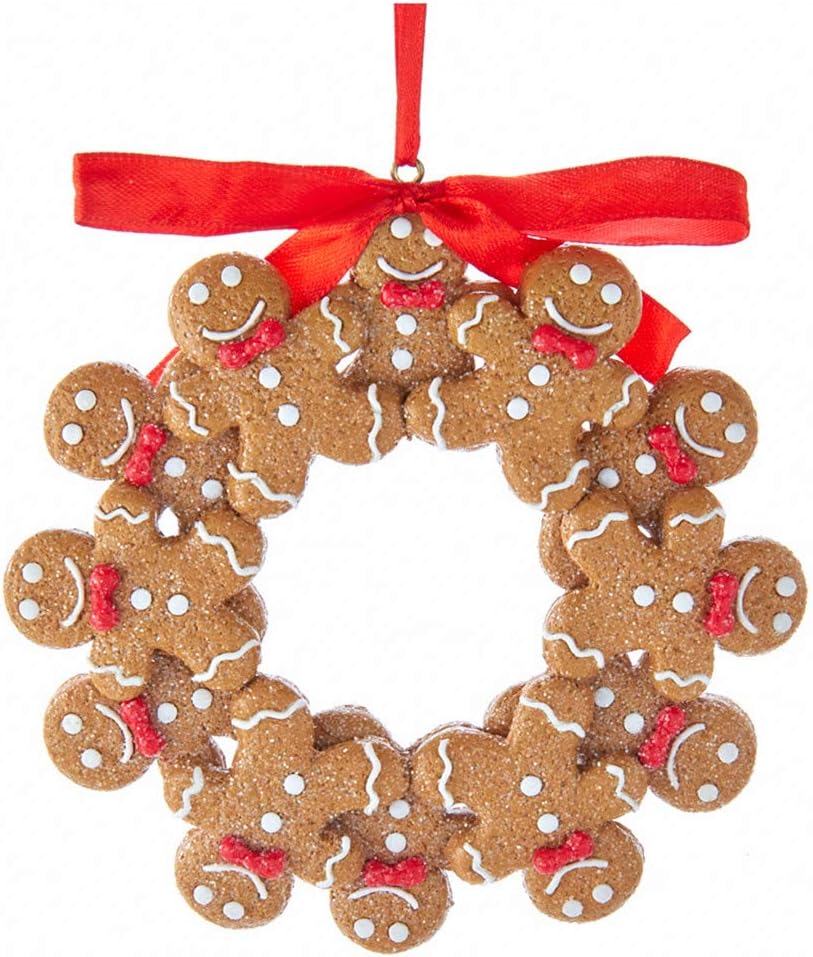 Kurt S. Adler Gingerbread Boy Wreath Christmas Tree Ornament T2592