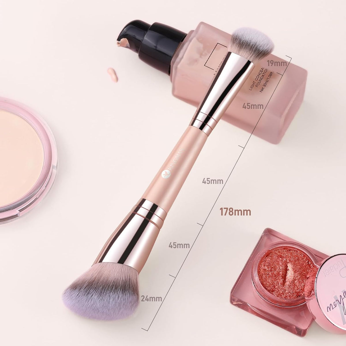 KINGMAS Foundation Brush, Dual-Ended Angled Concealer Makeup Brush