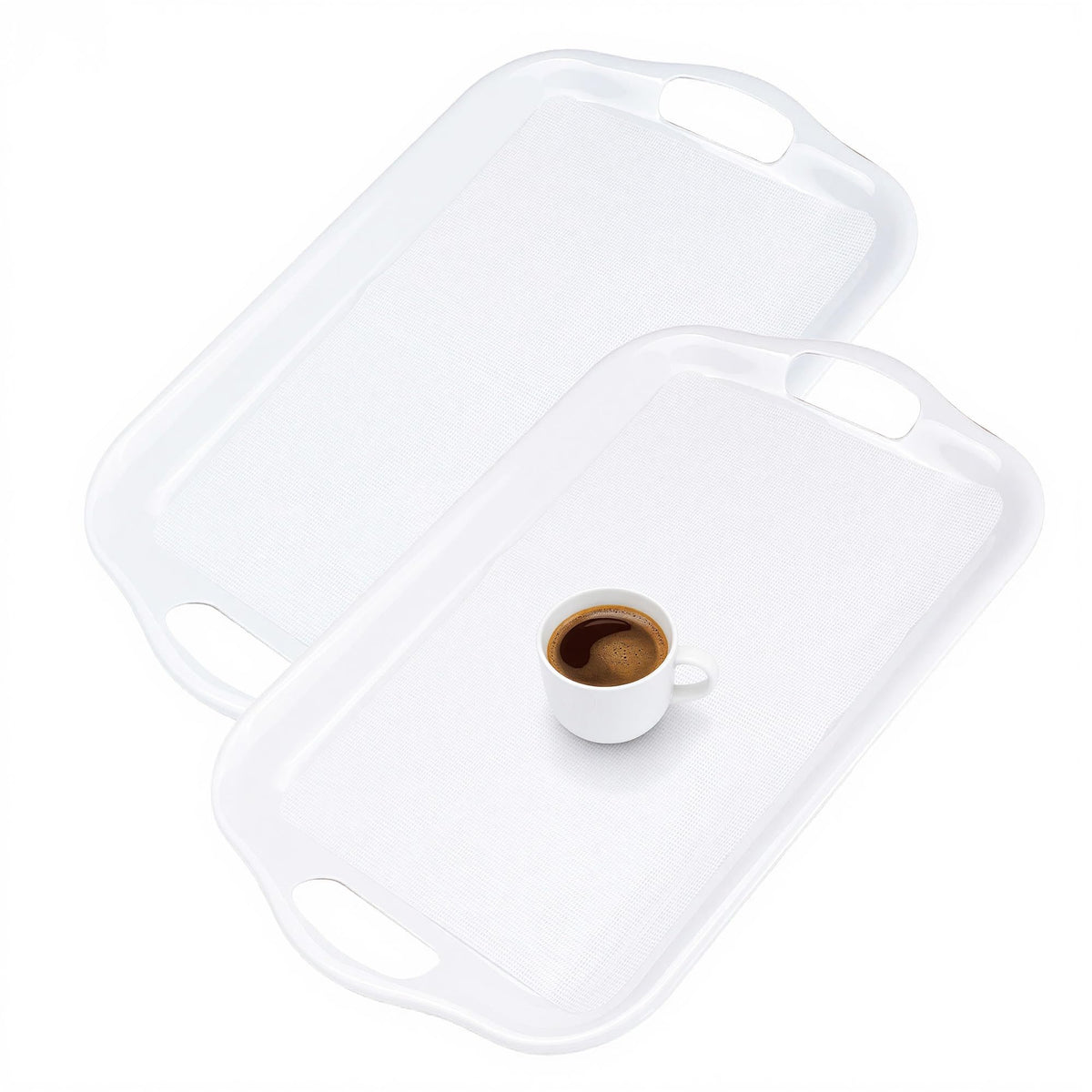 Thanksgiving Serving Trays with Handles, 19 x 11.6 Inch, Set of 2, Bamboo Fiber Serving Platter, Dishwasher Safe, with Removable Silicone Mats, Turkey and Fall Plaid
