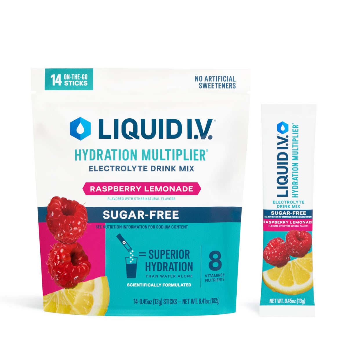 Liquid I.V. Hydration Multiplier Sugar-Free - Lemon Lime | Electrolyte Powder Drink Mix | 1 Pack (14 Servings)