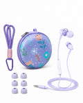 Teens Wired Earbuds with Case, 3.5mm Headphones for School,Berry Bows