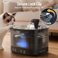 Veken Cordless Cat Water Fountain with Stainless Steel Tray & Secure Clips, 5200 mAh Battery Operated Pet Drinking Dispenser with LED Light, 85oz/2.5L Wireless Fountain for Cats, Dogs and Small Pets