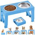 XIAZ Elevated Dog Bowls Large Breed Raised Dogs Bowl Stand Large/Medium Sized Dog Stainless Steel Food Water Bowl Stands 5 Heights Adjustable 9/11/12/14in Black Pet Feeder Dish Station