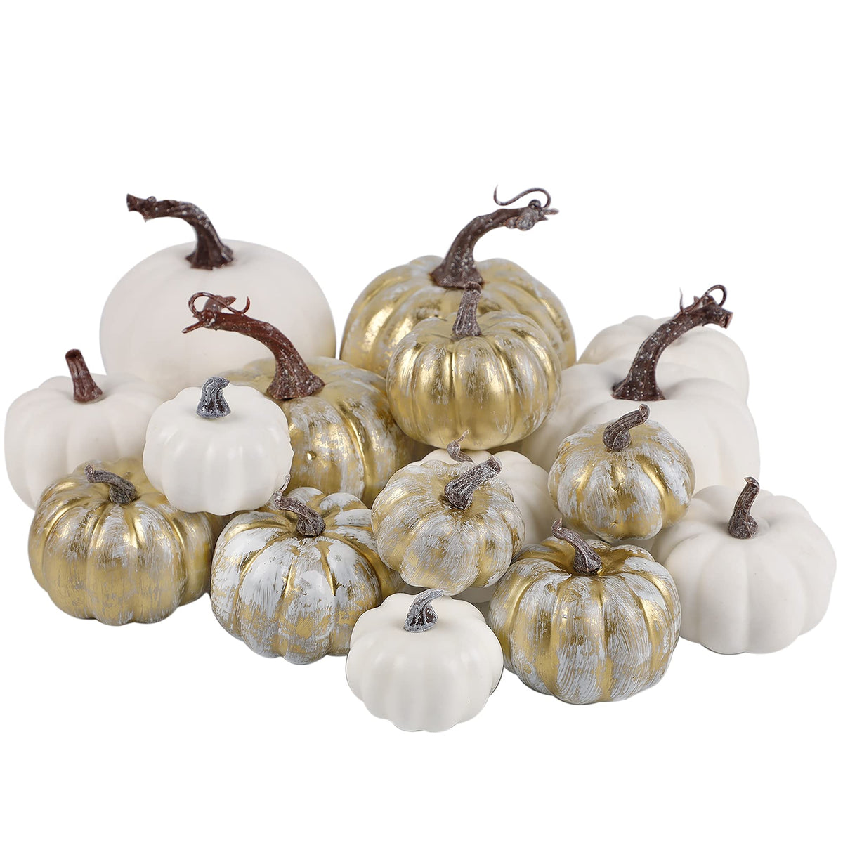 winemana Fall Decorations for Home Mini Pumpkins Gourds & Leaves Set