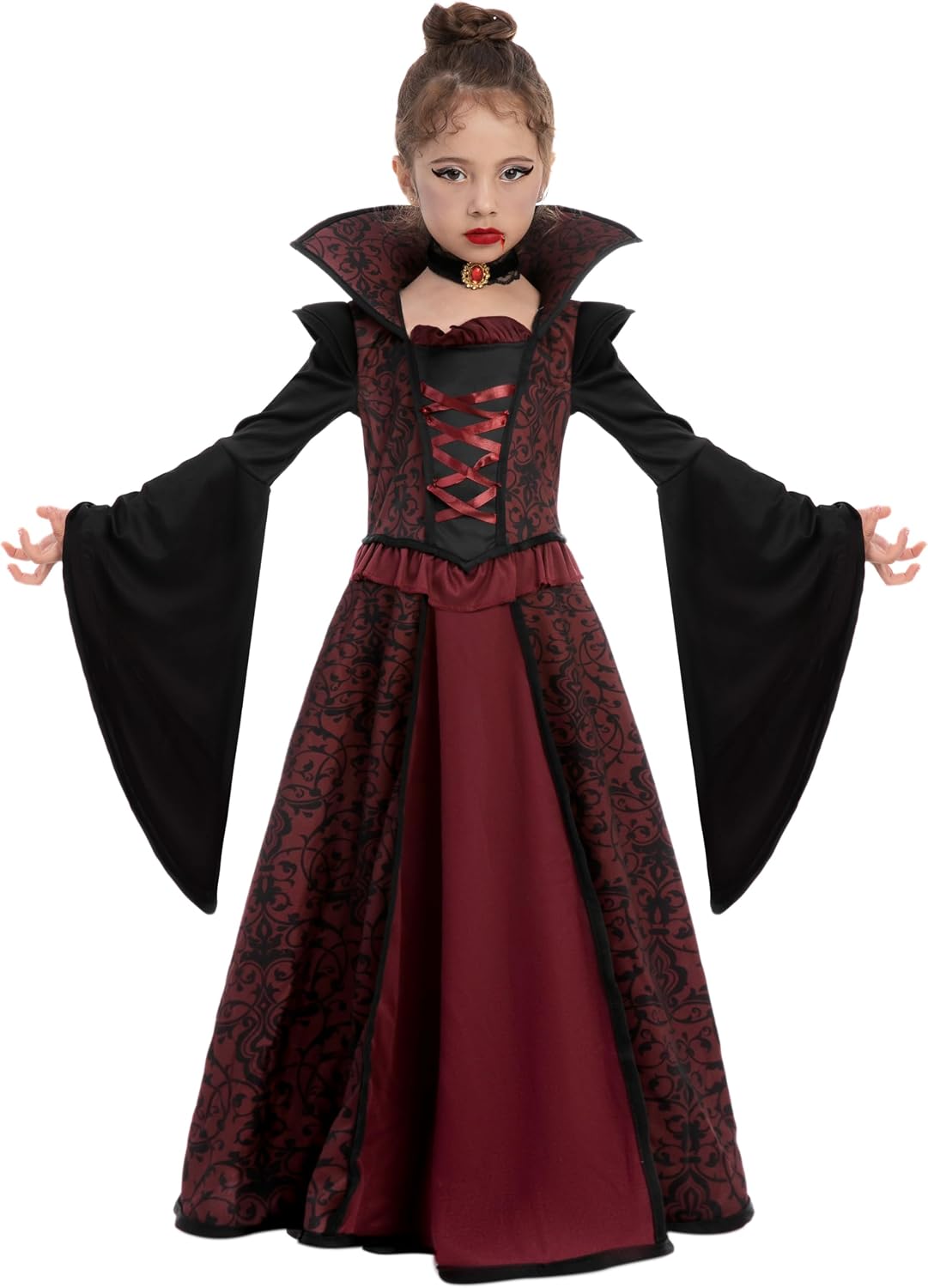 Spooktacular Creations Halloween Royal Vampire Costume Set for Girls Halloween Dress Up Party, Cosplay, Vampire-Themed Party