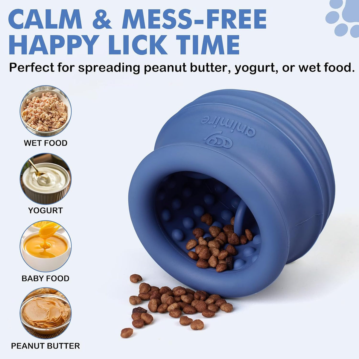 Treat Dispensing Dog Toy, Long-Lasting Interactive Puzzle Toys for Dogs, Stuffable Dog Enrichment Frozen Lick Treat Toy for Boredom, BPA Free Silicone Fetch Catch Chew Toy (Dark Blue,S)