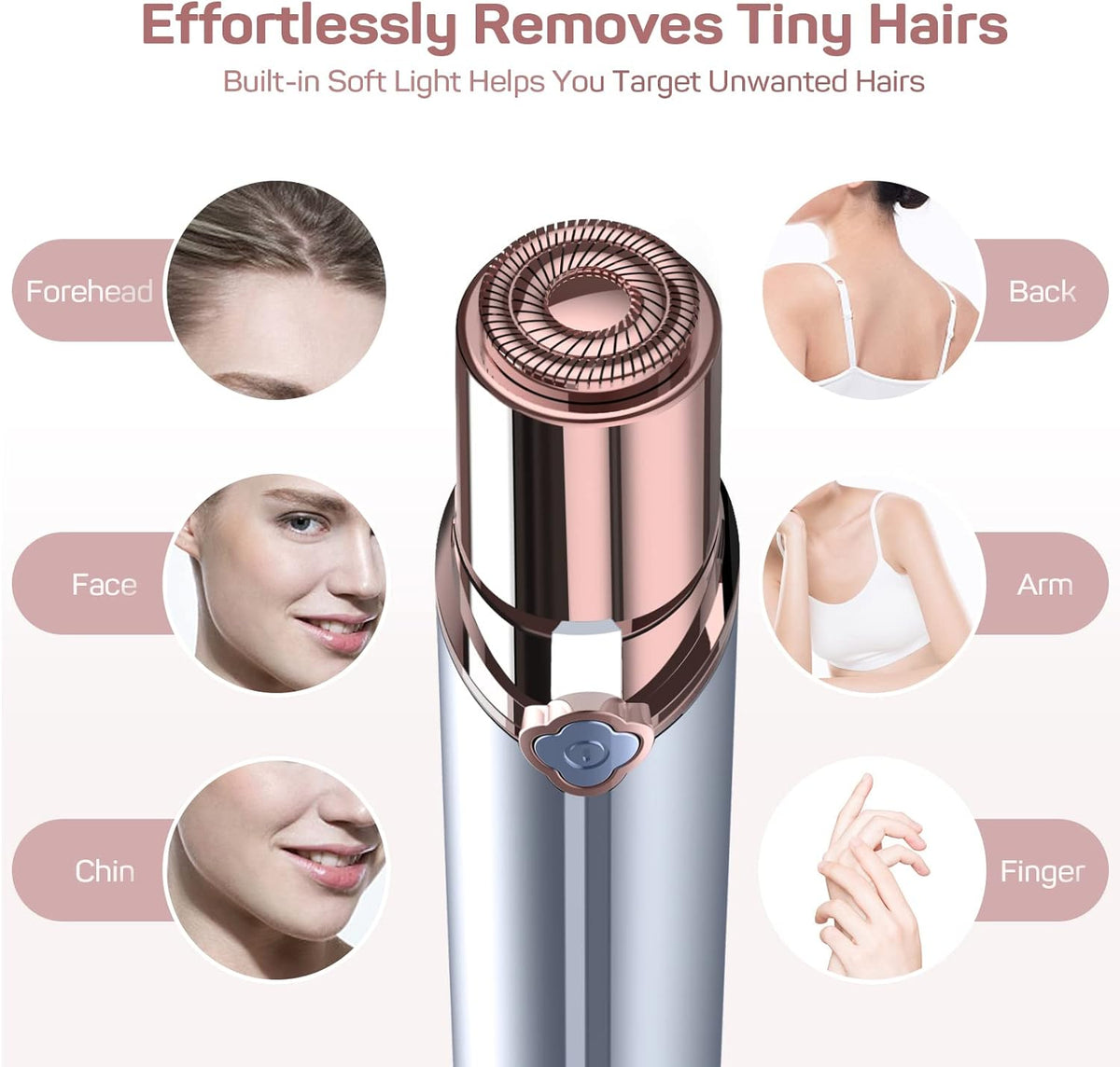 gurelax Facial Hair Removal for Women, Painless Face Shaver with 2 Heads