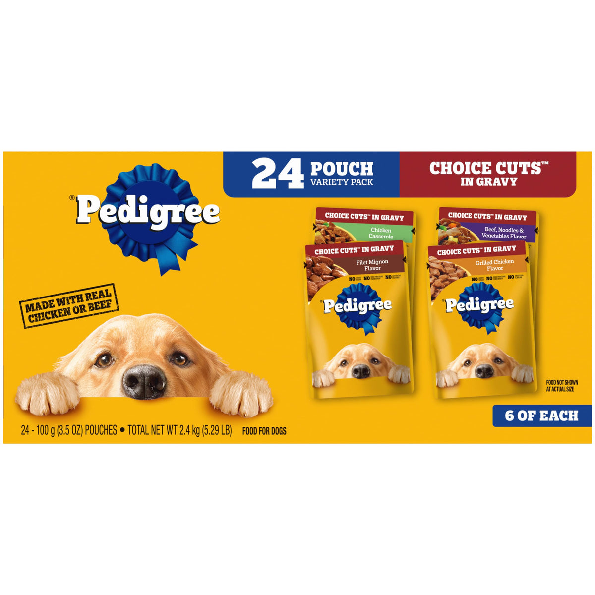 Pedigree Choice Cuts in Gravy Wet Dog Food, Adult Soft Wet Dog Food, Variety Pack, 3.5 oz. Pouches, 30 Count