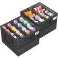 Plus Size 2 Pack Shoe Organizer for Closet, Foldable Shoe Storage Box | 16–24 Pair Shoe Storage for Sneakers, Boots & Heels with Adjustable Dividers, Clear Cover & Space Saving Closet Storage