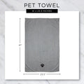 Bone Dry Pet Grooming Towel Collection Absorbent Microfiber X-Large, 41x23.5", Embroidered Gray