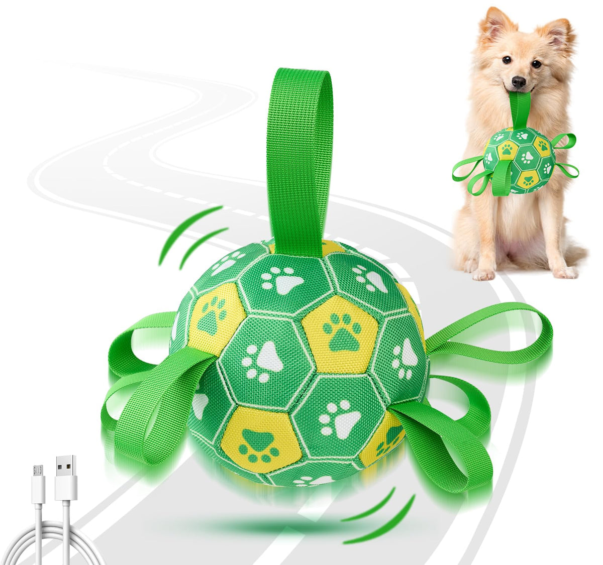 Interactive Dog Toys Dog Soccer Ball to Keep Them Busy,Durable Automatic Moving Jumping Dog Balls with Straps for Small/Medium/Large Dogs, USB Rechargeable,Not for Aggressive Chewers (Blue)