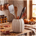 Beeveer 6.7 Inch Ceramic Pumpkin Vase, Large White Pumpkin Utensil Holder