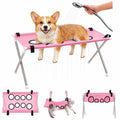 Dog Grooming Hammock Stand, Foldable Dog Bath Holder Sling Shower Chair | Heavy-Duty Pet Bath Stool for Small & Medium Dogs, Home Salon Grooming, Washable Mesh, Joint Support & Restraint(Blue,Base)