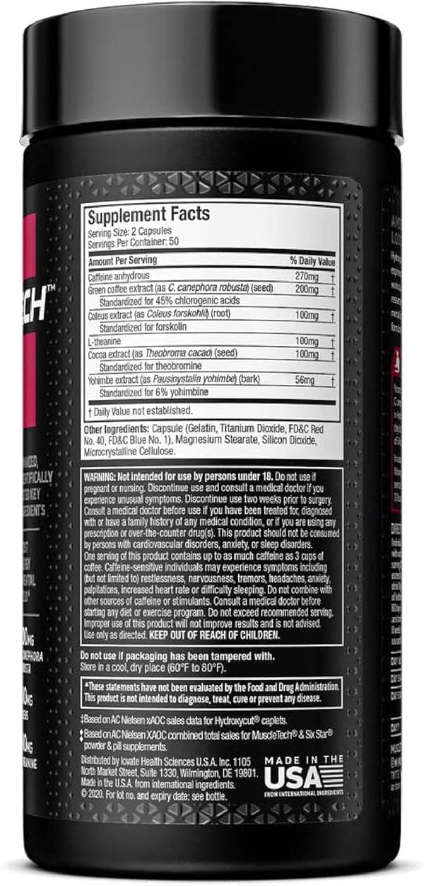 Hydroxycut Hardcore Elite - Energy & Metabolism Support for Men & Women - 270 mg Caffeine Anhydrous & 200 mg Green Coffee Extract - Rapid Release Capsules - 100 Count Each - 2 Pack