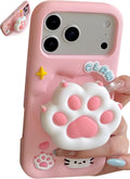 for iPhone 13 Pro Case, Kawaii 3D Cat Paw Pop-Up Grip for Girls