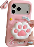 for iPhone 13 Pro Case, Kawaii 3D Cat Paw Pop-Up Grip for Girls