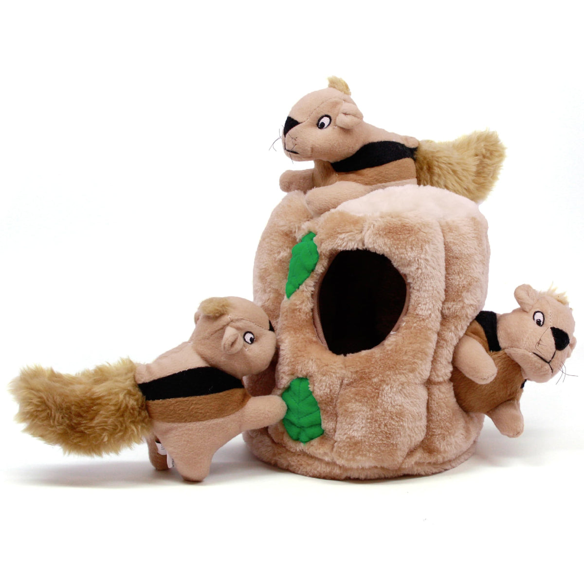 Outward Hound Hide-A-Squirrel Dog Toy – Interactive 2‑in‑1 Plush Puzzle with 6 Squeaky Removable Squirrels, X-Large