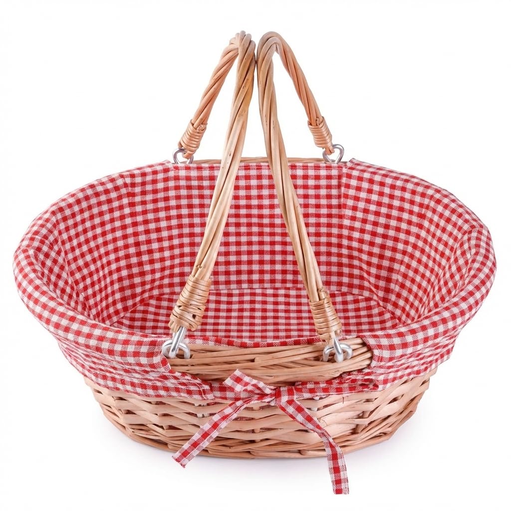 Vintiquewise Natural Wicker Picnic Basket with a Handle for Home and Garden
