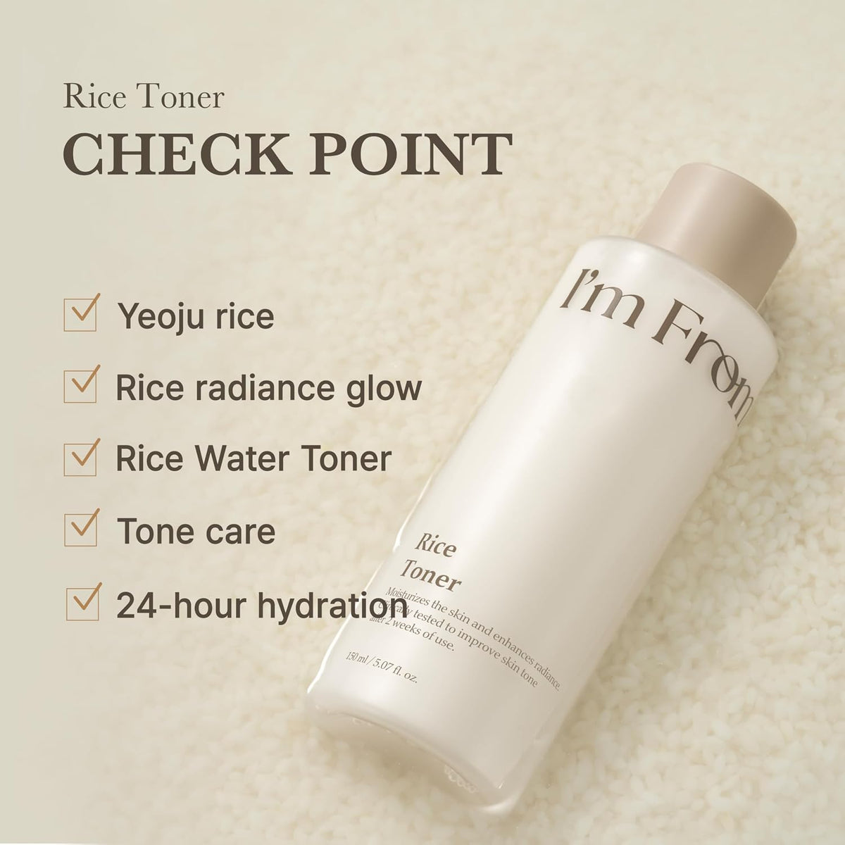 I'm From Rice Toner, Korea Glow Milky Rice Toner, niacinamide, Glass&Dewy, Hydration, Calming, All Skin Types, Korean Skin Care 5.07fl.oz