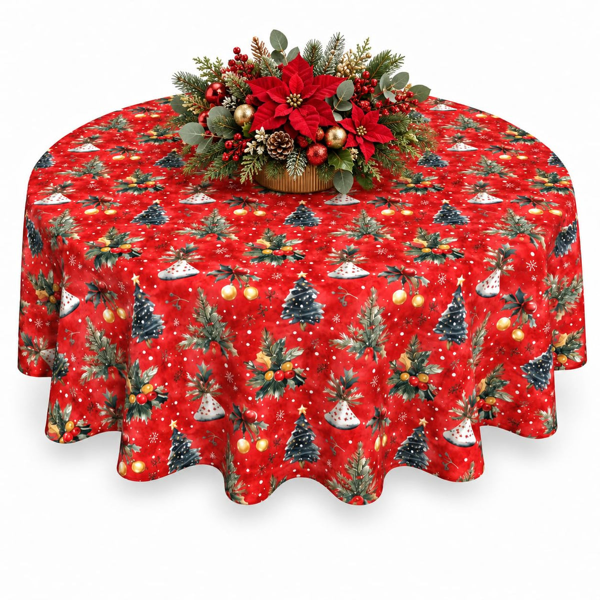 Fall Tablecloth Round 60 Inch Pumpkin Maple Leaf Thanksgiving Table Cloth