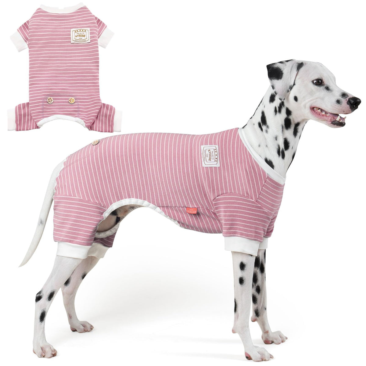 KYEESE Striped Dog Pajamas for Medium Large Dog Stretchy Onesie Daily Wear