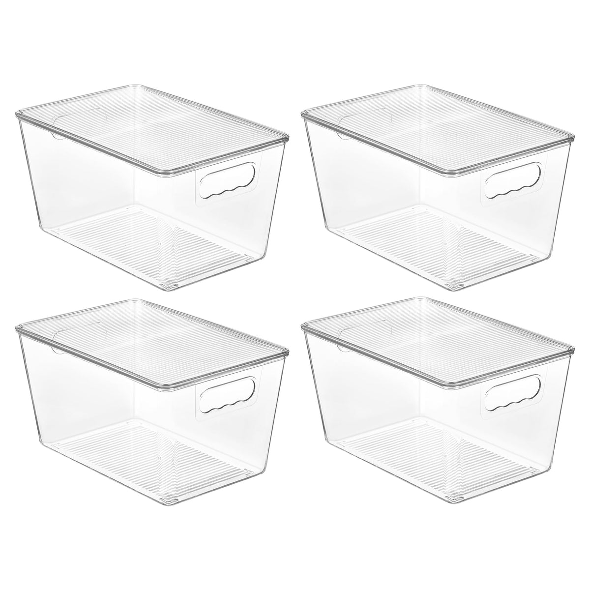 Vtopmart 6 Pack Clear Stackable Storage Bins with Lids, Large Plastic Containers with Handle for Pantry Organizer and Storage,Perfect for Bathroom,Cabinet,Kitchen,Fridge,Closet Organization