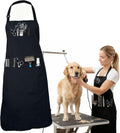 Gliitatu Dog Grooming Apron Smock Waterproof Apron for Dog Groomer Hair Resistant Barber Apron for Salon (1 Pack)