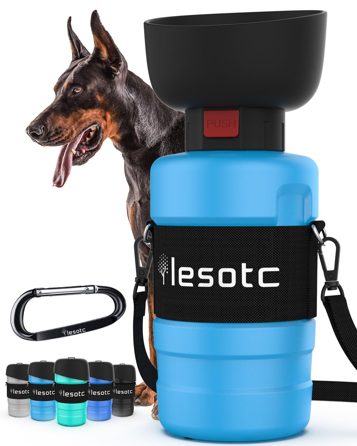 lesotc Dog Water Bottle, Portable Pet Water Dispenser, Leak Proof Travel Squeeze Water Bottle for Dogs, Puppy Essentials Dog Stuff Accessories for Outdoor Walking, Hiking, BPA-Free, Lightweight