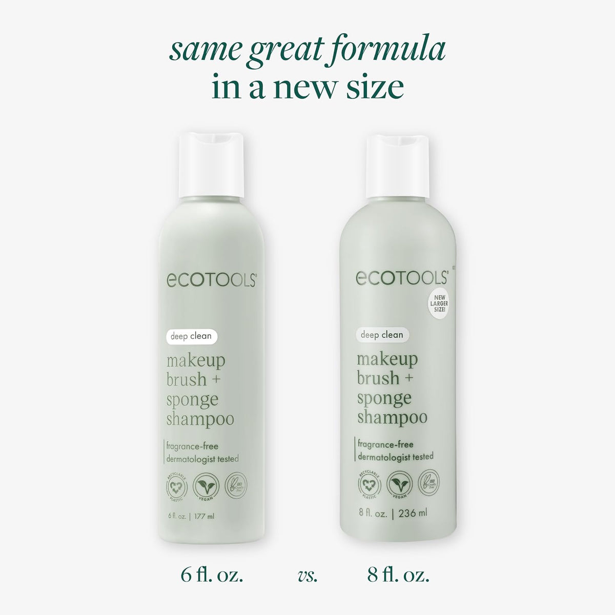 EcoTools Makeup Brush Cleanser + Sponge Shampoo, Fragrance-Free, 8 Fl Oz
