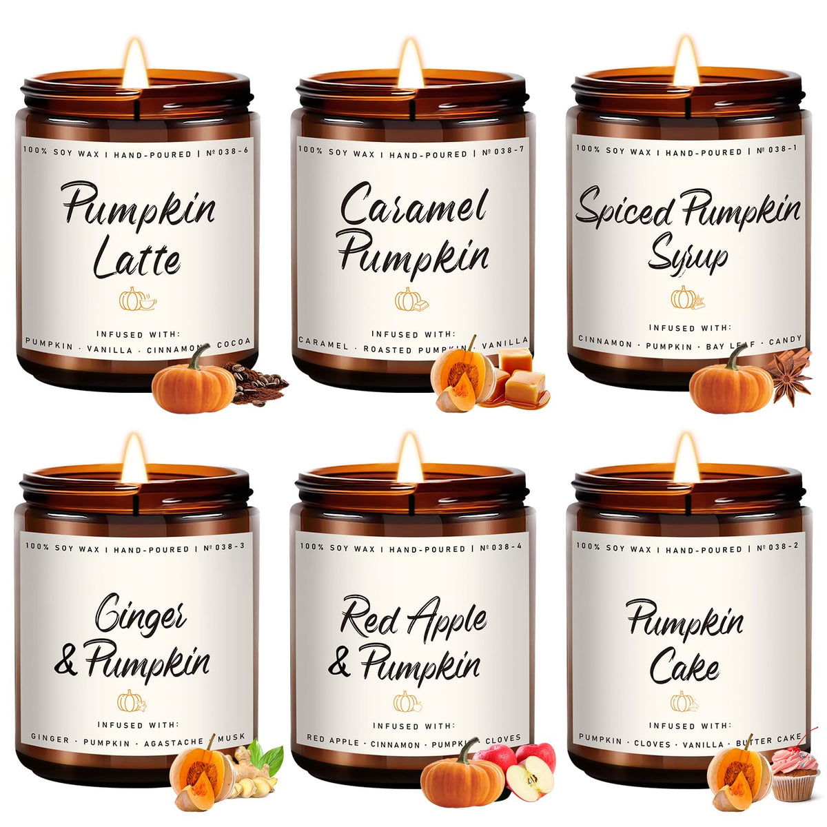 Cinnamon & Pumpkin Scented Candle – Fall Candles for Home Scented, Soy Candles for Home, 7 oz Cozy Pumpkin Candle for Women & Men, Autumn Décor & Holiday Gifts