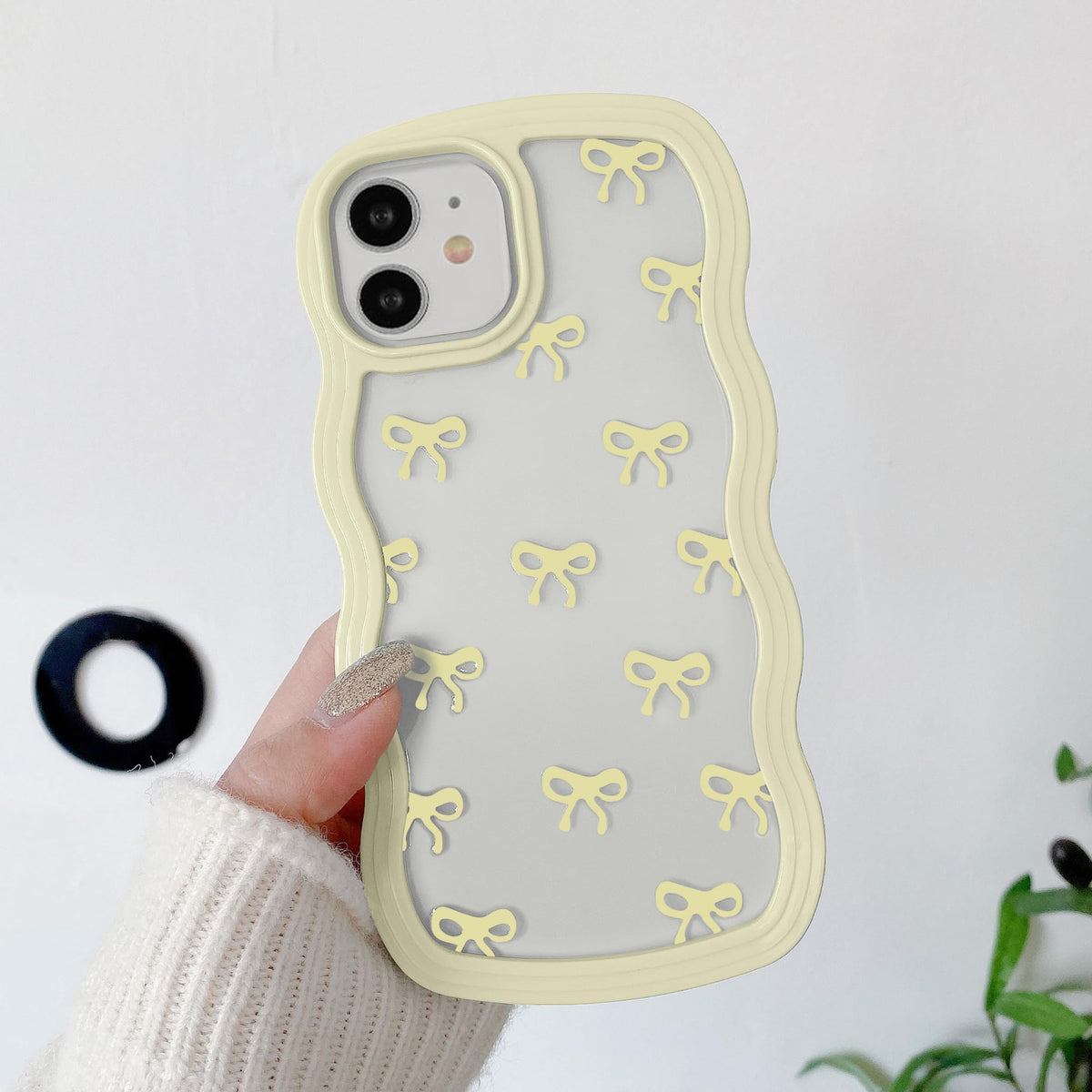 QLTYPRI Bow Case for iPhone 13/iPhone 14 Wavy Fame, Pink