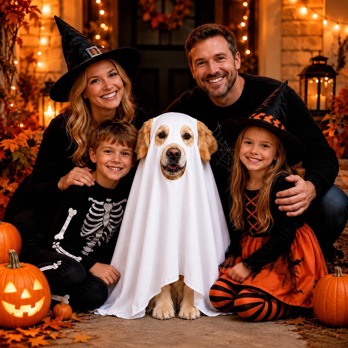 Halloween Ghost Dog Costume Glow Eyes Breathable Outfit for Medium Dogs