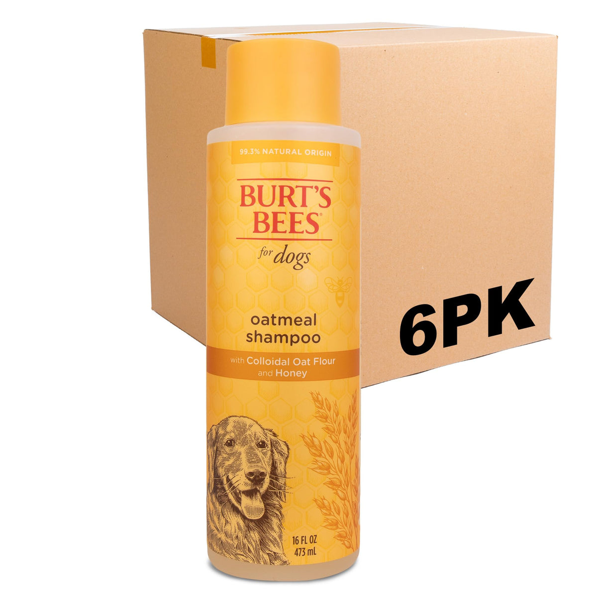 Burt's Bees for Pets Oatmeal Dog Shampoo with Honey, Soothing Formula for Itchy and Sensitive Dog Skin, Colloidal Oat Flour and Honey, pH Balanced, Sulfate-Free, 16 Fl Oz