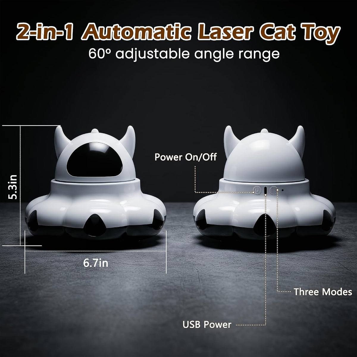 Automatic cat laser toy, 2-in-1 Interactive with Randomly Moving Feather