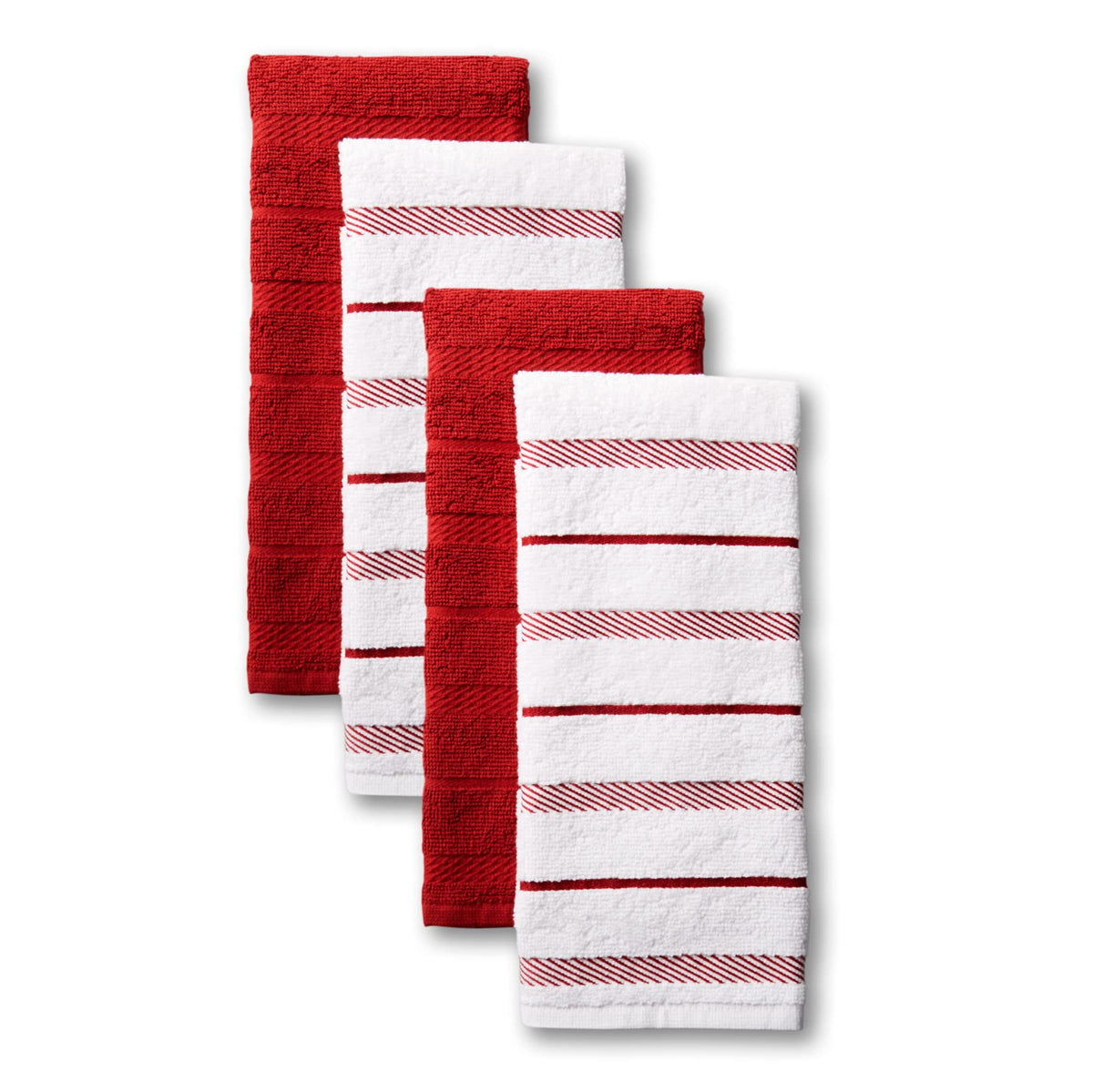 KitchenAid Albany Kitchen Towel 4-Pack Set, Honey Orange/White, 16"x26"