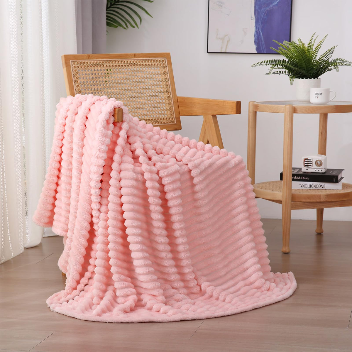 Burnt Orange Fleece Throw Blanket 50”×60” for Couch Sofa Livingroom