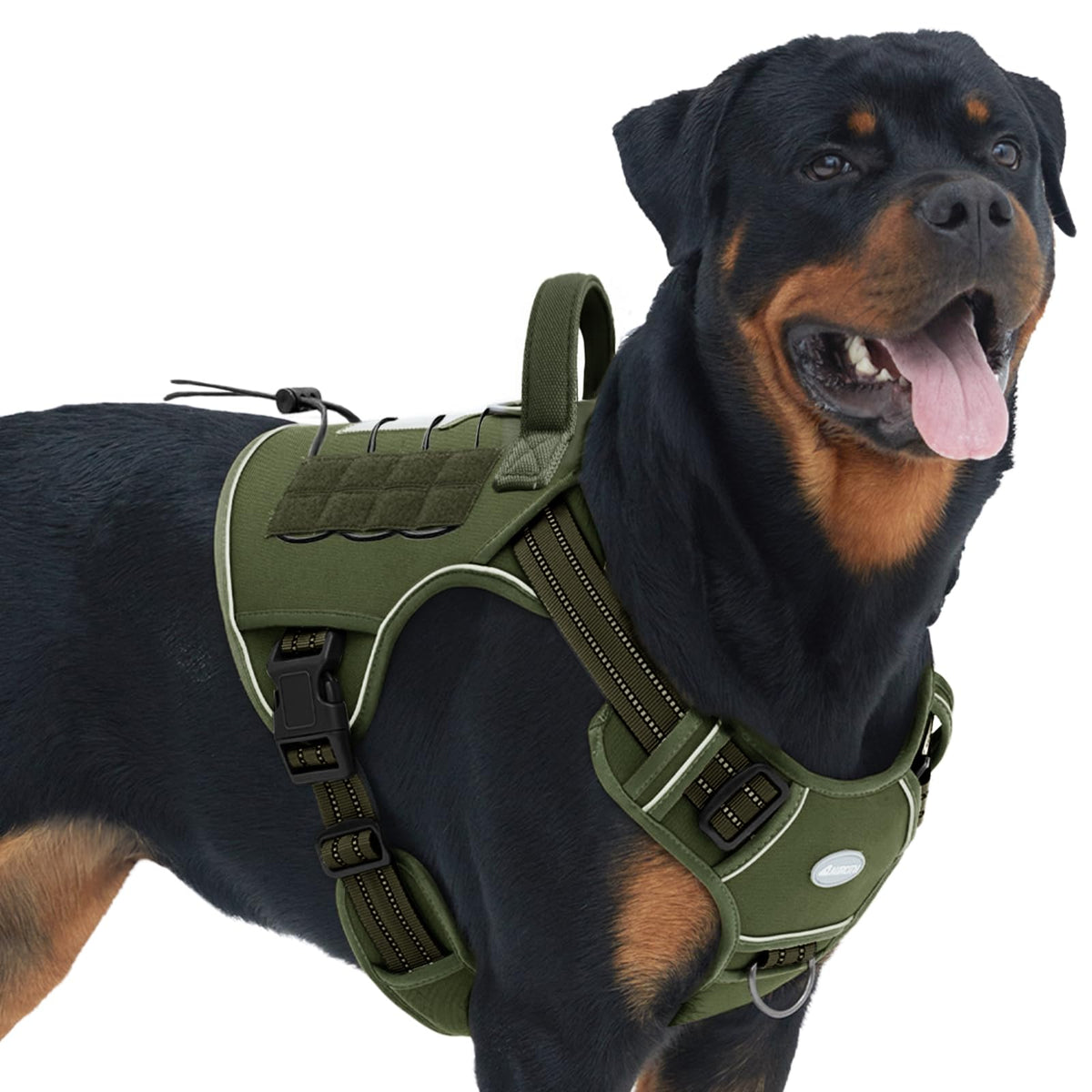 Auroth Tactical Dog Harness for Large Dogs No Pull Adjustable Pet Harness Reflective K9 Working Training Easy Control Pet Vest Military Service Dog Harnesses Army Yellow L