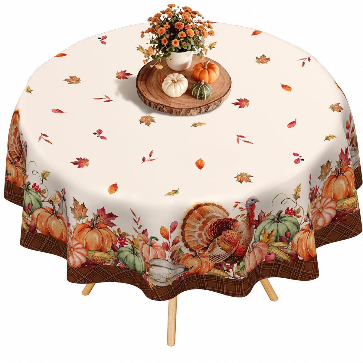 Fall Thanksgiving Tablecloth Waterproof Pumpkin Table Cloths for Autumn Harvest Indoor Outdoor Dining Room Decor-60 * 84" Oval