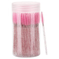 100 Pcs Disposable Mascara Wands, Crystal Eyebrow Spoolies Brush for Eyelash Extensions, Pink Lash Brushes with Container